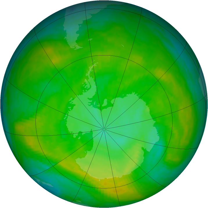 Antarctic ozone map for 28 December 1981